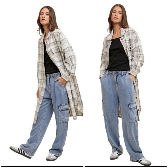 Wishlist Apparel Violet Plaid Shacket Jacket L - Picture 2 of 15